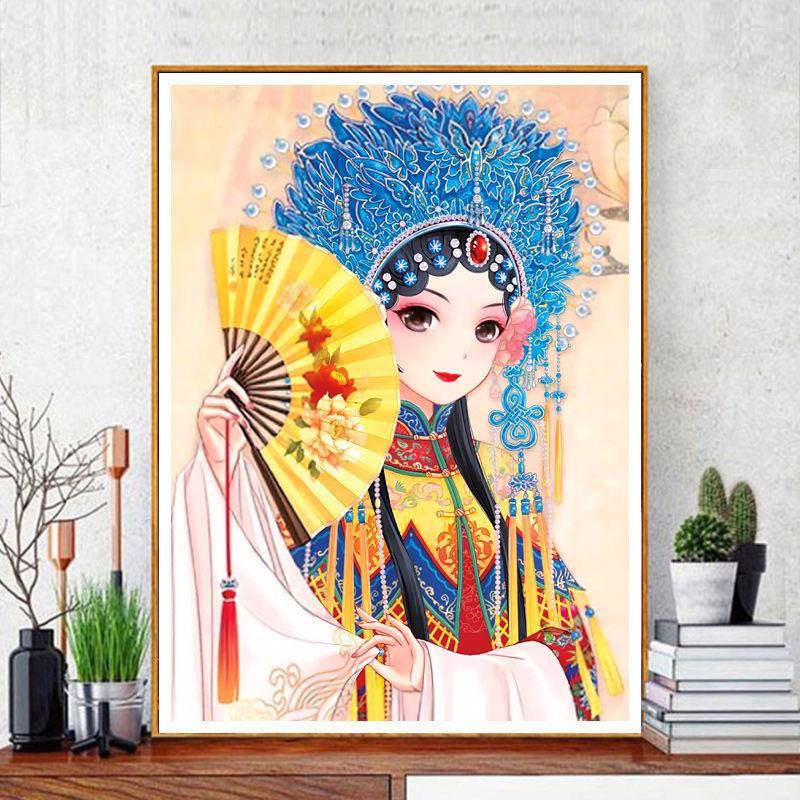 ?折扇花旦十绣0223新款线客厅京剧人物刺绣玄关字F76HJS7M手绣工