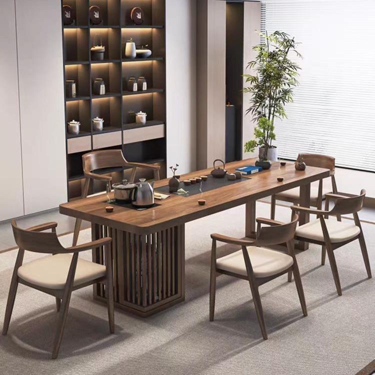 桃色实木茶桌家用客厅桌新中式禅意功QAF夫胡茶台办公泡茶椅组室