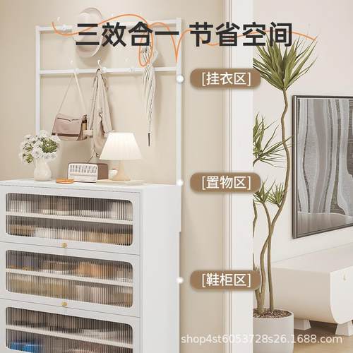 家用钢制鞋柜UDM帽架一体靠墙多入户玄门关衣铁皮鞋架门口落地翻