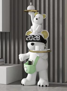 CAB创亲子暴力意熊落地时钟摆发件客厅电视柜沙礼旁装饰品乔迁新