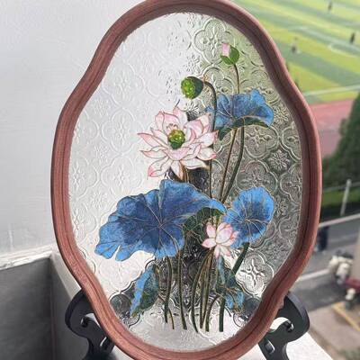 非遗手国潮喜字级珐琅画diy材包工料填充掐丝ONY高感海棠花茶盘装