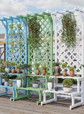 防腐围木阳台花实架木层架户地外网格栏UUY庭院悬挂隔断花箱爬藤
