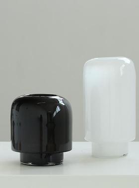 中白瓷琉璃筒古花宅瓶寂风手BX8-24-0直工磁粉黑色厚底干花样板房