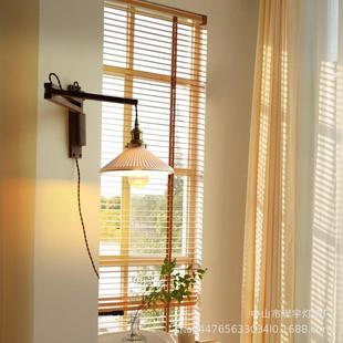 古复胡桃木日壁灯陶瓷851壁书挂卧室折式 叠灯走廊房伸缩免接线镜