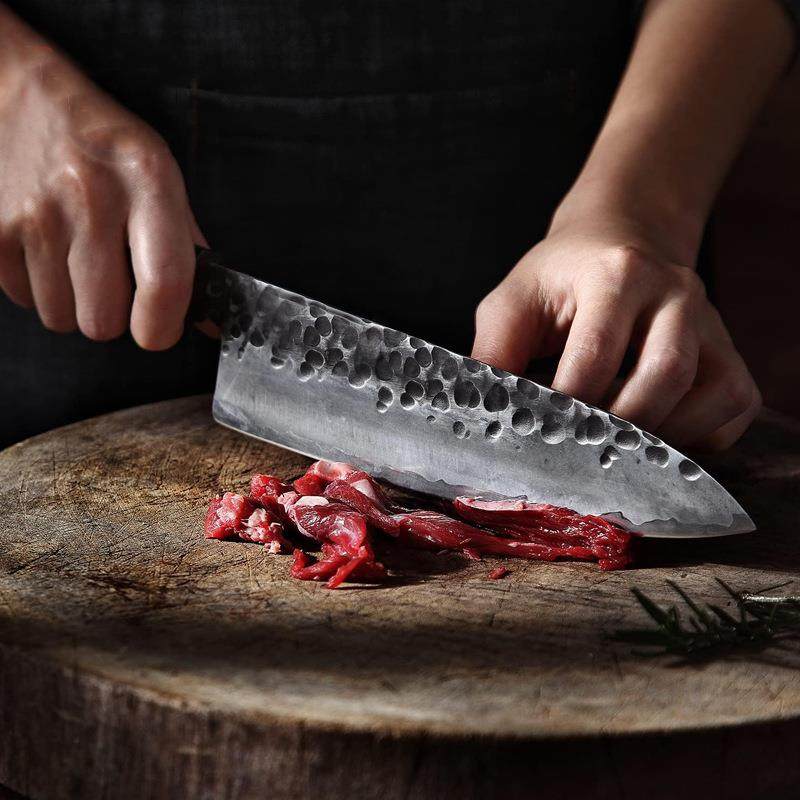 8英寸日式厨枝师566刀专业工锻造酸黑檀手木柄3层9CR1MOV高8碳寿,居家日用,厨房剪刀,淘宝优惠券,粉丝福利购,淘宝优惠卷