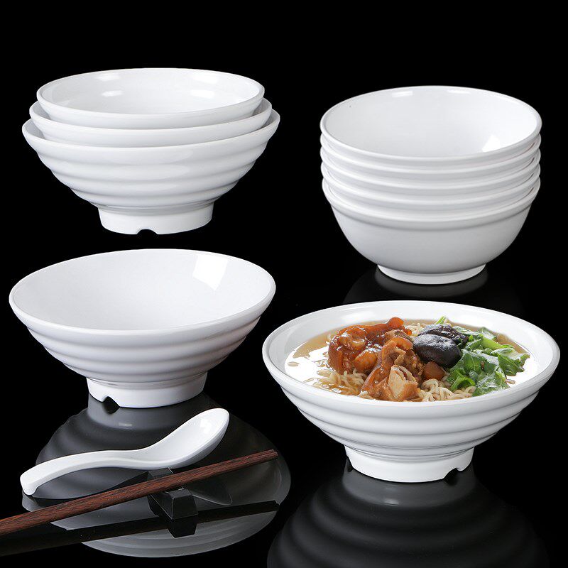 仿瓷餐具密胺餐厅白色食堂面碗汤粉汤面麻辣烫面馆专用塑料碗商用
