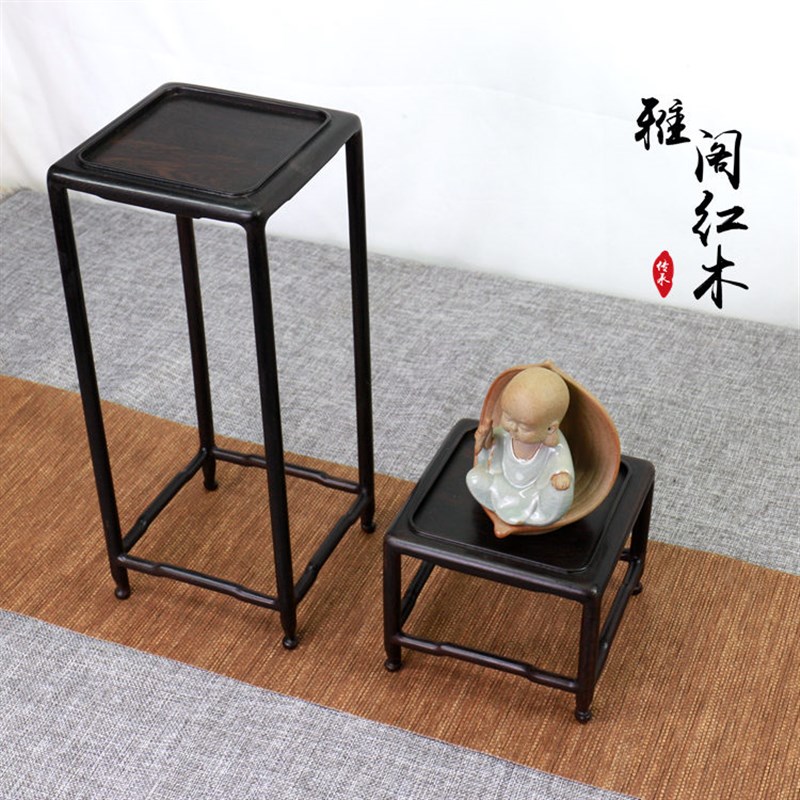 紫光檀实木微型盆景几架实木桌面小花架摆件石头玉器瓷器花瓶底座
