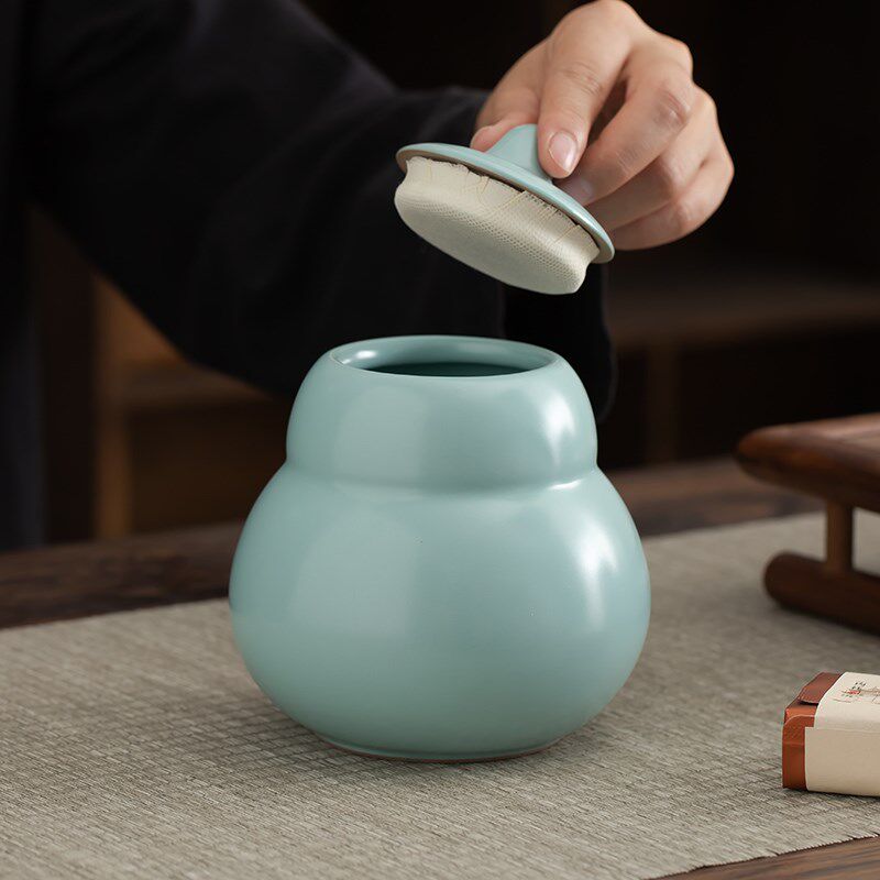 陶瓷葫芦茶叶罐福禄中号红绿茶密封罐防潮存茶罐普洱散茶送礼品盒