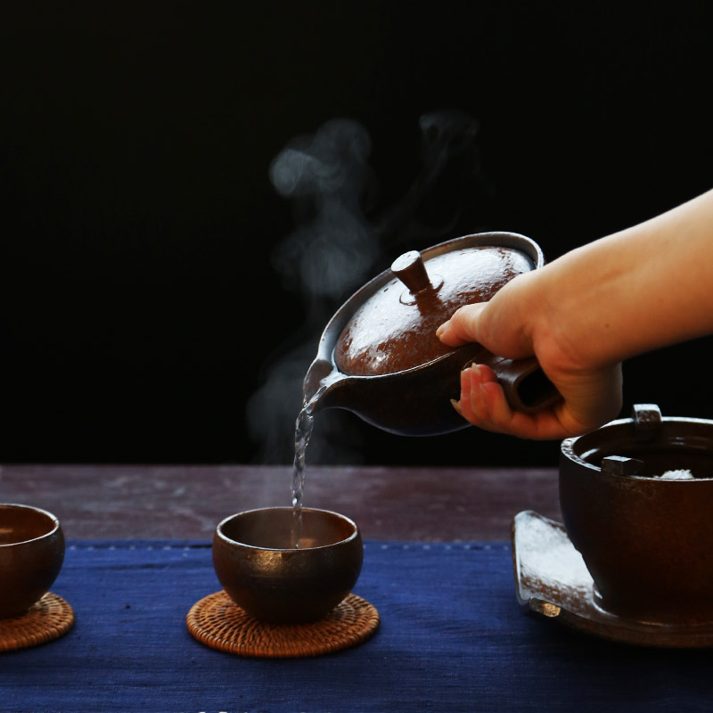 粗陶煮茶壶酒精煮茶炉功夫茶道功夫茶具仿古蜡烛茶壶温茶炉子套装
