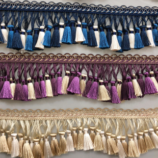 天河花边欧式 饰品珠子流苏花边绑米带球厂家 加密加厚窗帘13穗子装