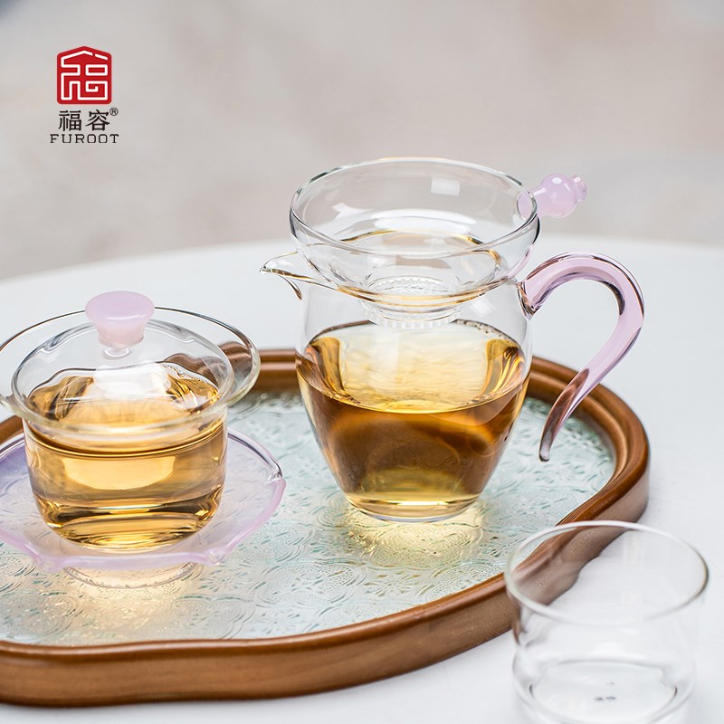 福容高硼硅玻璃茶滤套组 润茗茶滤套组绿玉 玻璃茶具配件