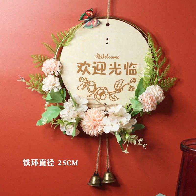 创意背景墙上挂件服装店花环装饰品餐厅进门口墙壁挂饰欢迎光临牌图片