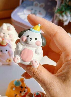 3D烘焙通用立体蛋白糖定制网红甜品装饰可食用小兔子糖果小猪摆件