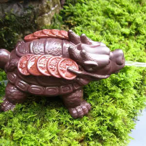 陶瓷紫砂招财喷水龙龟创意流水鱼缸复古石头盆景摆件水族假山摆件