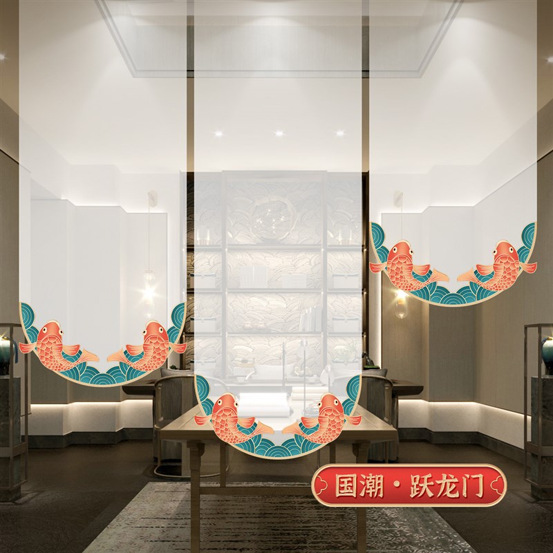 中式屏风挂帘办公室客厅装饰半遮光卷帘窗帘软隔断悬挂门帘隔断帘