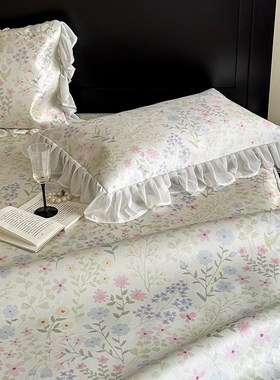 夏季高端A类法式复古床裙冰丝凉席三件套可水洗可折叠软床席子