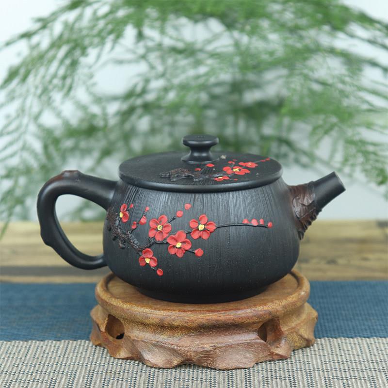 云南建水紫陶全手工根艺梅花茶壶非紫砂泡茶壶石瓢西施壶中式家用
