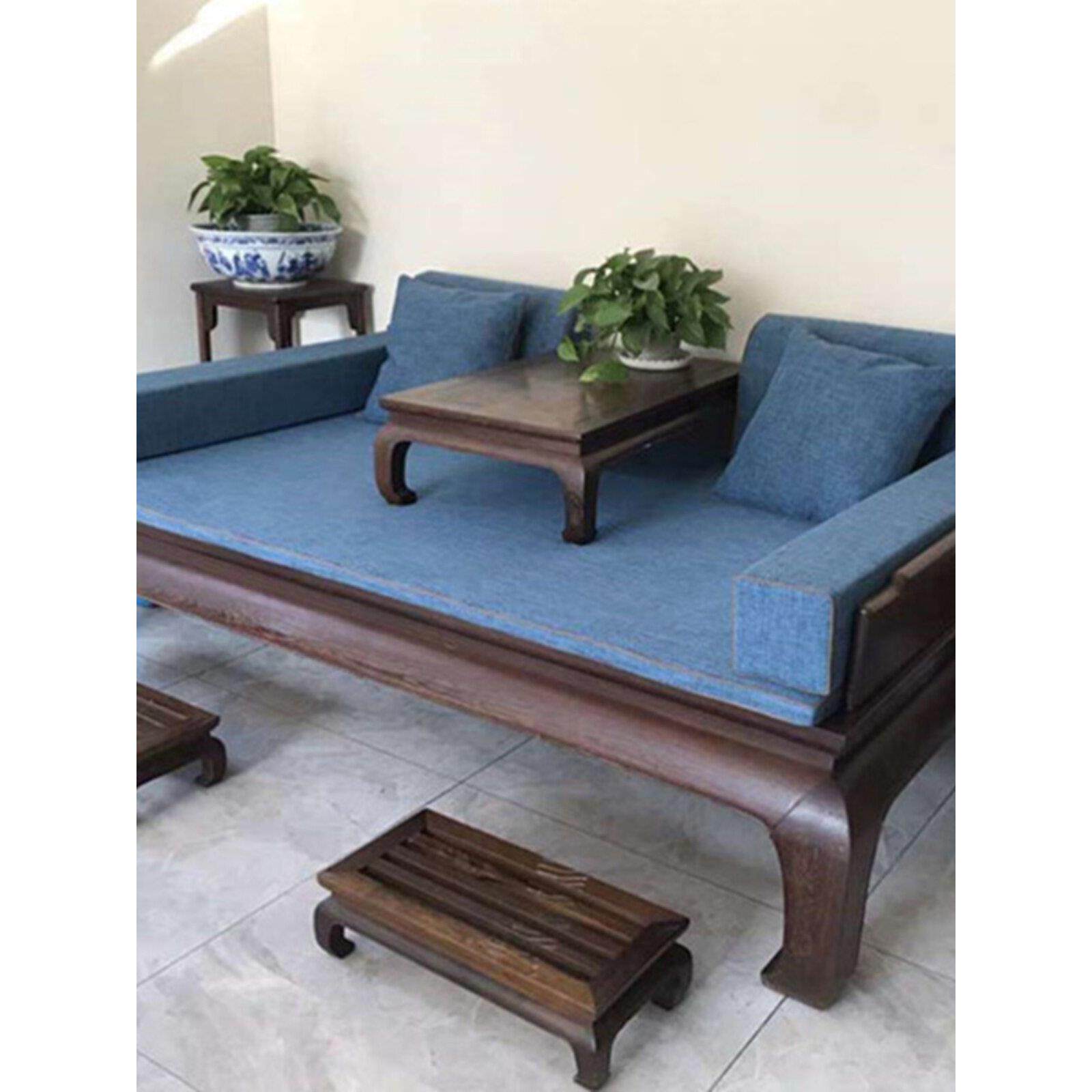 罗汉床垫五件套特制椰棕亚麻乳胶榻榻米中国红木沙发坐垫定制