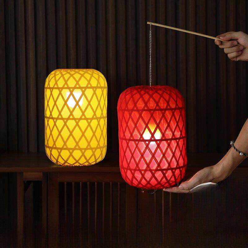 竹编灯笼手提夜景拍照影视道具中式传统发光汉服手持物古风灯罩