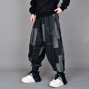 束脚灯笼裤 潮流垂感休闲哈伦做旧牛仔裤 男士 个性 春季 潮牌宽松大码