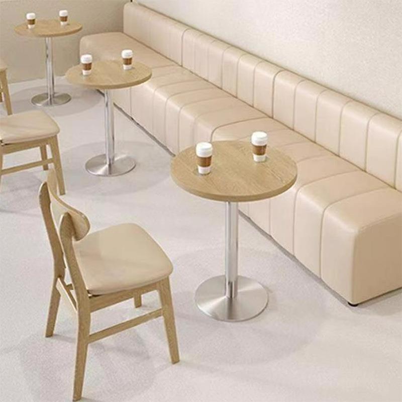 奶店奶油茶原墙木店风靠无靠背卡座沙发咖啡厅甜品成套餐桌椅奶油