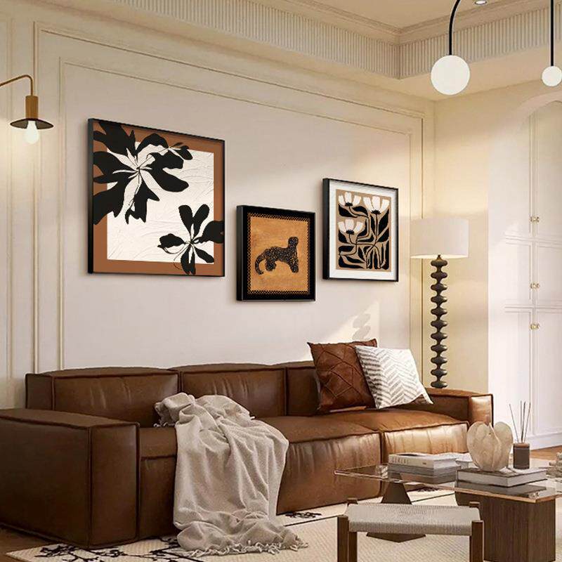 古风客厅装饰沙发背景墙挂画高档画中大气术QWE-2009餐厅组合画抽