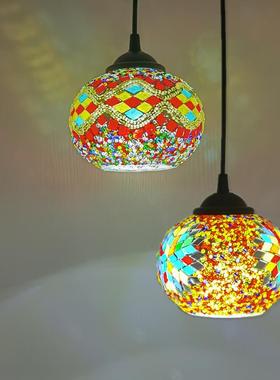 吊土耳12222其风厅格玻璃灯复吊古餐厅吧台个性单头灯咖啡服装店