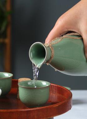邮龙泉青酒具套装黄WJO酒陶瓷分酒器烧中式仿古温瓷酒包壶酒杯清