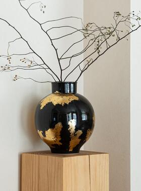 大匠十箔三法式中古手工金陶瓷复古陶罐大花瓶肚圆花器CTB-2511摆