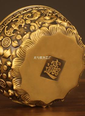 铜聚宝盆摆件沈三同款实心八缸卦聚万铜碗米家JIANCHUA财居客厅装