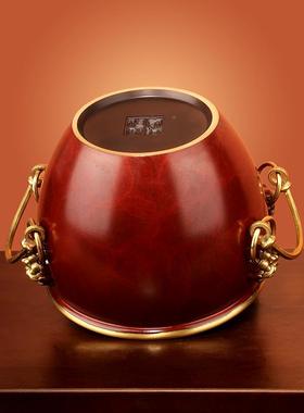 《厅故铜无品牌/缸》小号纯大黄铜米缸宫聚宝盆摆件招财客聚财铜