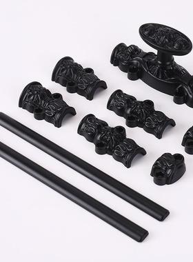 厂家供衣应仿古雕MT7002L合插花黑色烤漆锌金把手书柜柜窗户天地