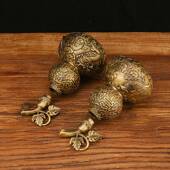 黄葫摆件铜龙芦凤开盖铜葫摆件一对家居146桌面芦装 饰