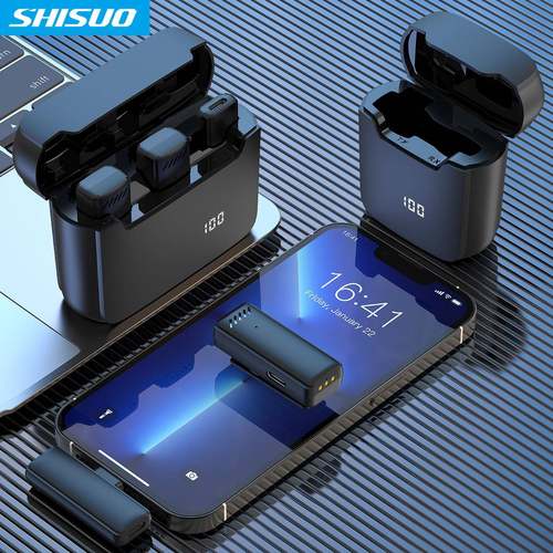 施索S13黄色收私模一拖直播2.二4G户外降噪带数显无线领式麦克风