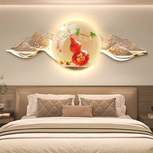 现代轻挂奢灯画背有靠山卧室装饰画新感式大气DK3-S1山中水高级画