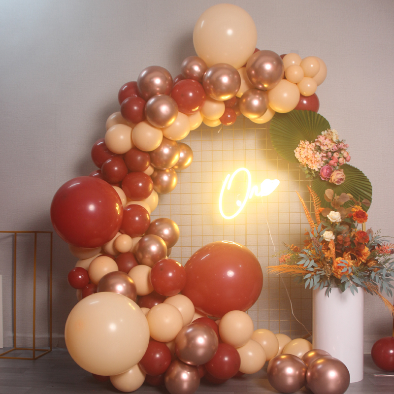 新款结婚房装饰红色肤色气球链套餐订婚布置道具店铺开业装饰用品