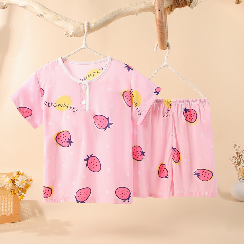 儿童夏季短袖棉绸睡衣薄款男童女童小中童夏天宝宝绵绸男孩子套装,童装/婴儿装/亲子装,家居服套装,淘宝优惠券,粉丝福利购,淘宝优惠卷