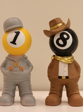 创意台球小子玄关摆件公仔装饰品客厅电视柜台球厅俱乐部开业礼物