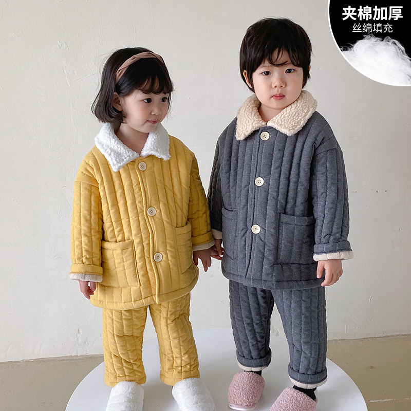 儿童睡衣冬季加厚款加绒女童宝宝三层夹棉保暖套装小孩男童家居服,童装/婴儿装/亲子装,家居服套装,淘宝优惠券,粉丝福利购,淘宝优惠卷