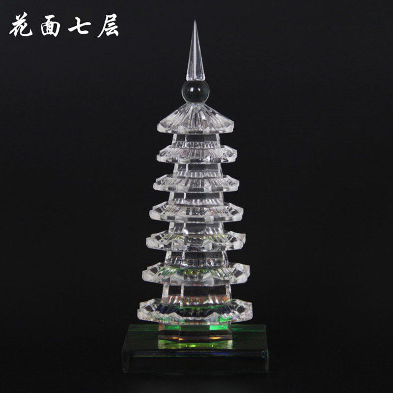 益鼎贵人造白水晶文昌塔摆件7层9层13层办公桌学生书桌装饰