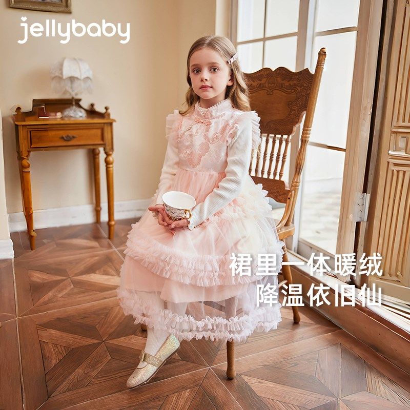 儿童国风公主裙宝宝背心裙新中式裙子女童秋冬新款加绒连衣裙礼服