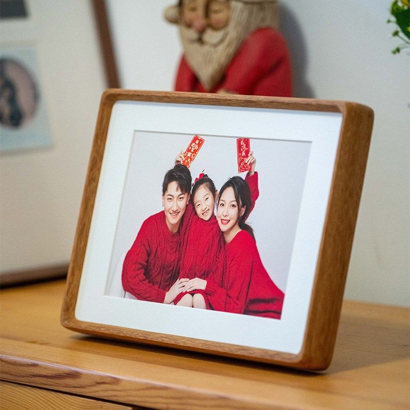 照片打印加相框摆台diy定制洗相片挂墙全家福照6寸高级感实木画框
