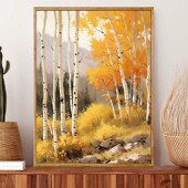 白桦林数字油画diy手绘手工填色丙烯画油彩挂壁画装 饰画