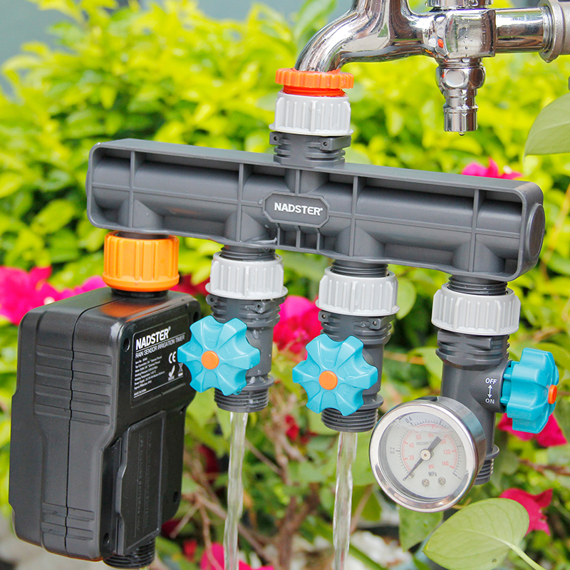 园艺水压表压力控制阀门二路四路分水器4分6分自动浇花器系统配件
