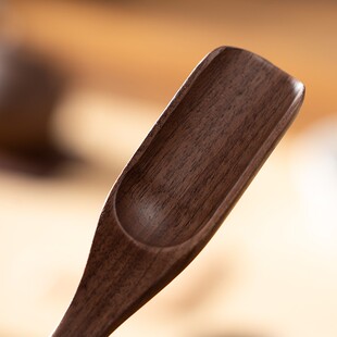 日式木质茶勺茶铲茶具胡桃木榉木实木茶匙茶叶勺子测量勺茶荷单只