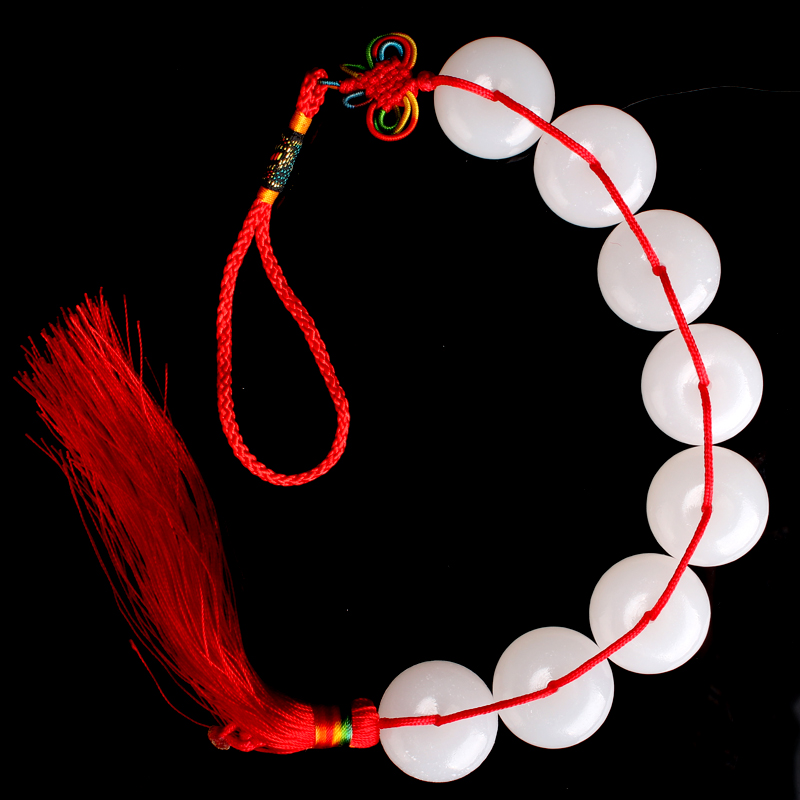 包邮天然玉石八白玉串吊坠平安扣居家客厅八白玉扣中国结八白玉