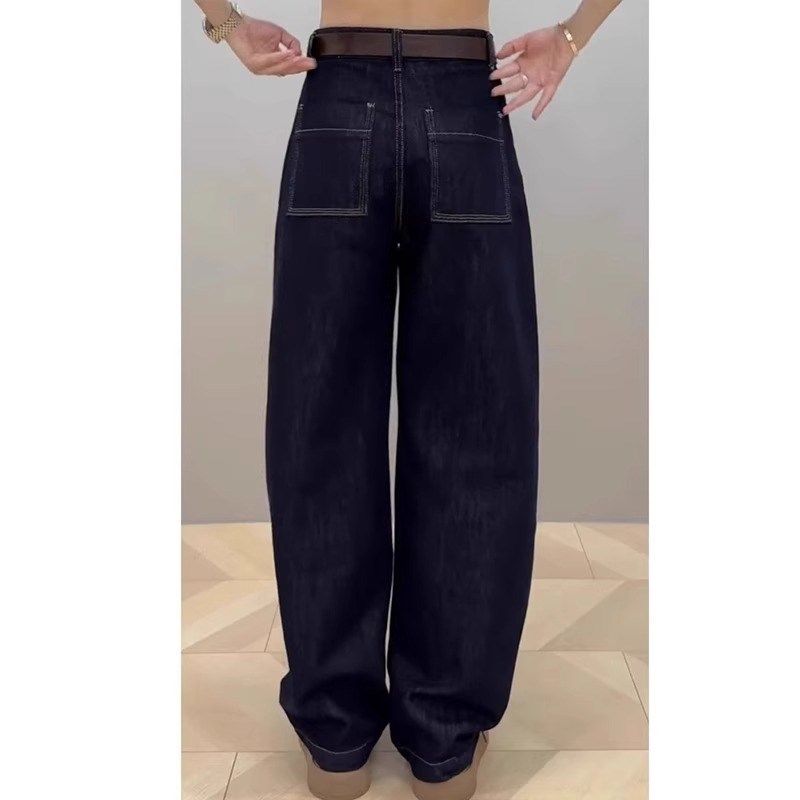 梨型身材2024年秋季上新窄版高腰显瘦百搭大码阔腿胖MM弯刀牛仔裤