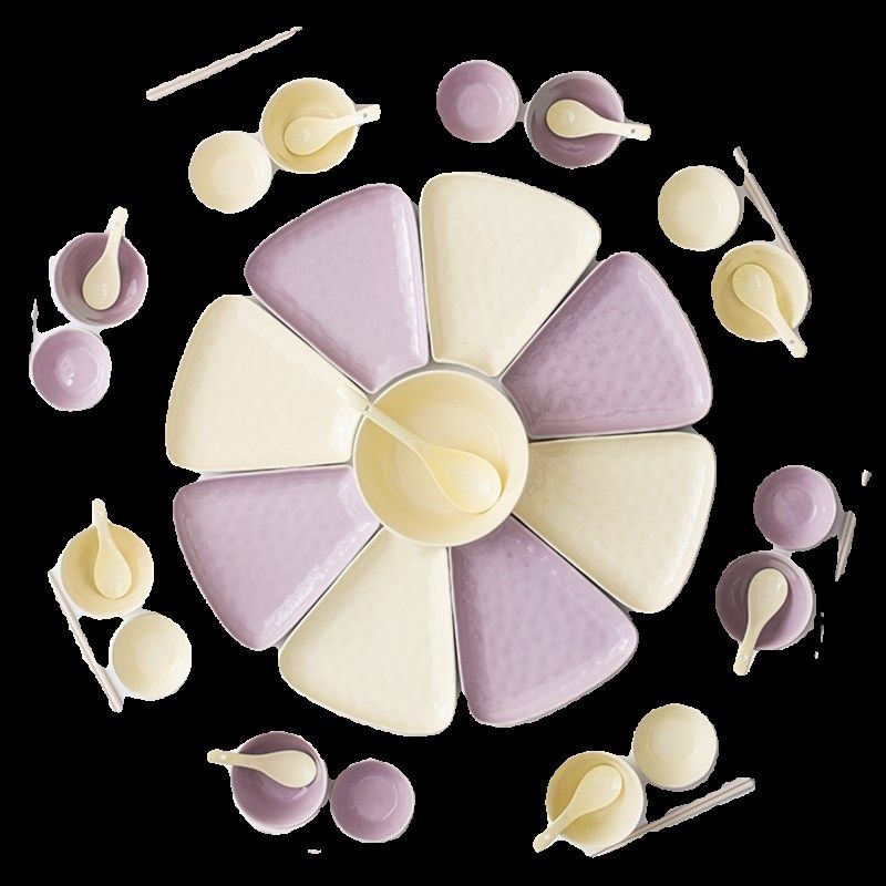 年夜饭拼盘餐具组合盘子碗碟套装家用碗盘筷过年团圆桌火锅配菜盘