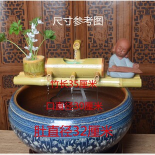 过滤器鱼缸净化水质过滤系统竹子循环流水摆件鱼缸造景流水器养鱼