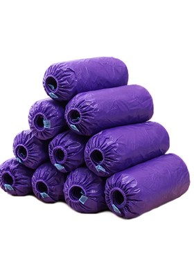 紫色超厚一次性鞋套CPE室内防滑耐磨家用待客防水雨天塑料厚脚套